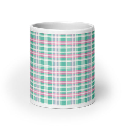 Criss + Cross - Madras ceramic coffee mug - 20 oz - front view