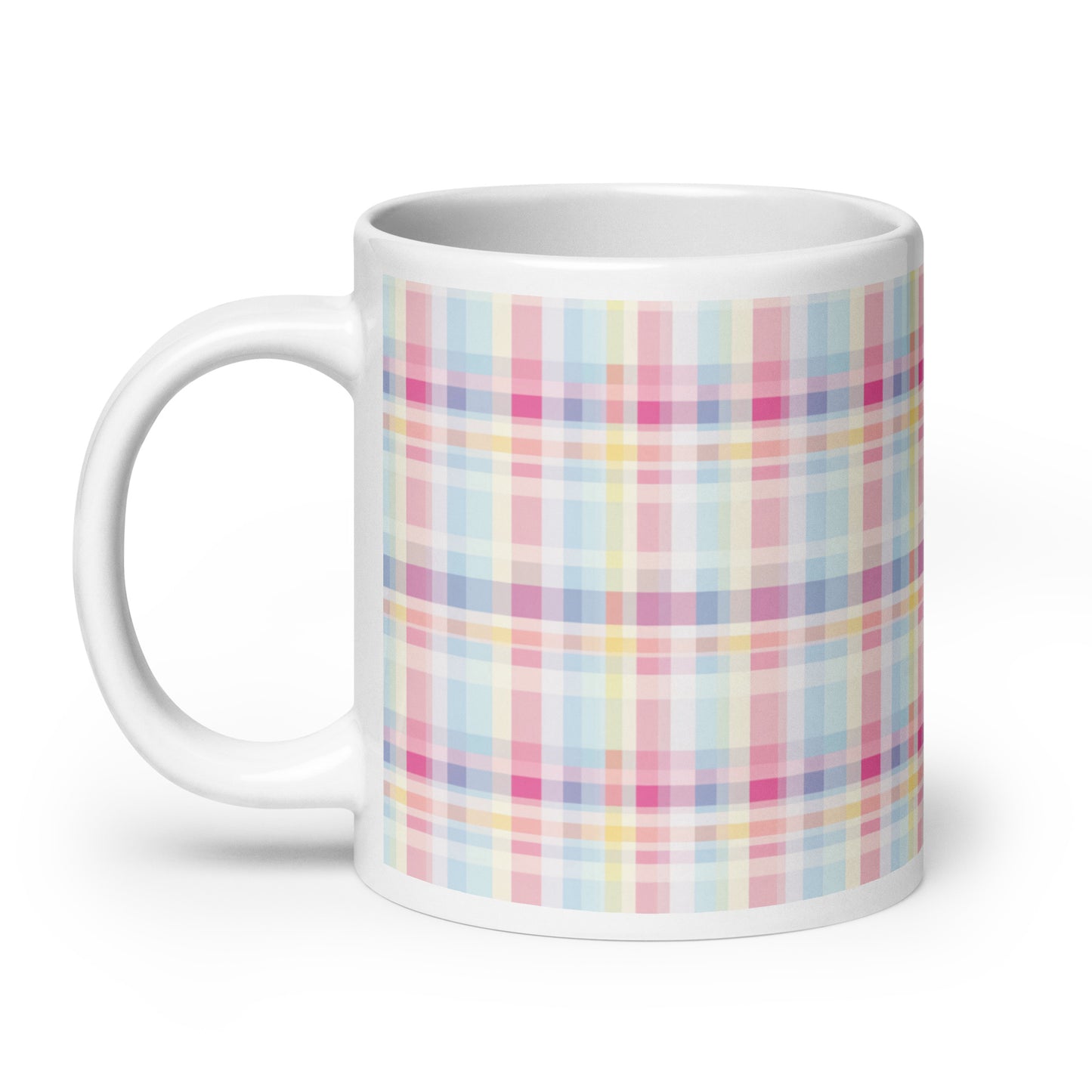 Criss + Cross - Pansy ceramic coffee mug - 20 oz - handle on left