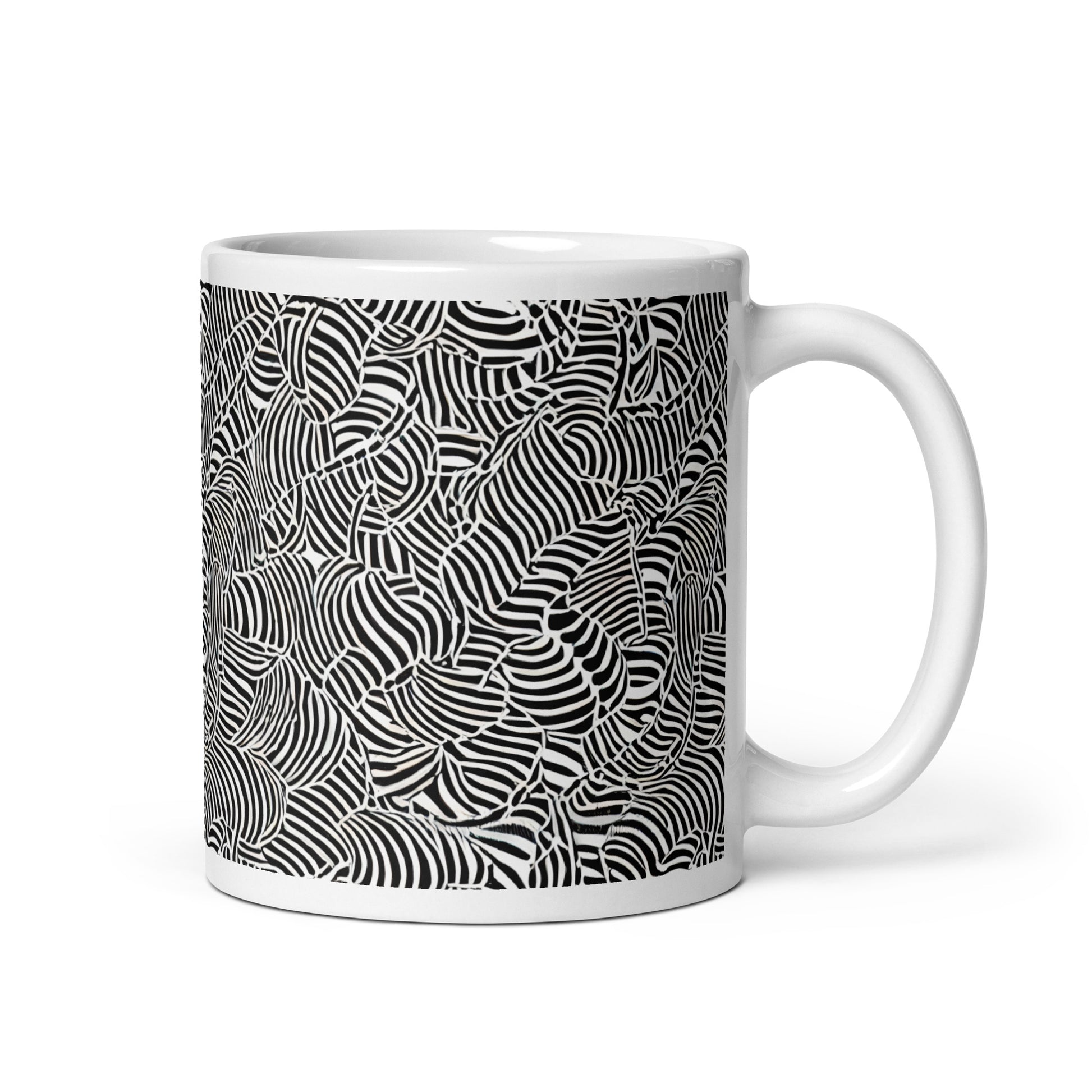 Current Frond ceramic coffee mug - 11 oz - handle on right