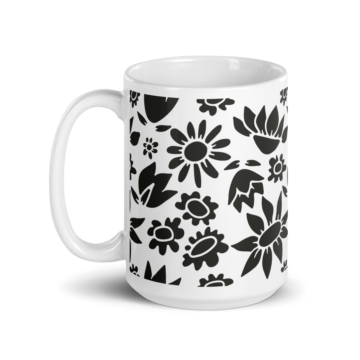 Découpage ceramic coffee mug - 15oz - handle on left