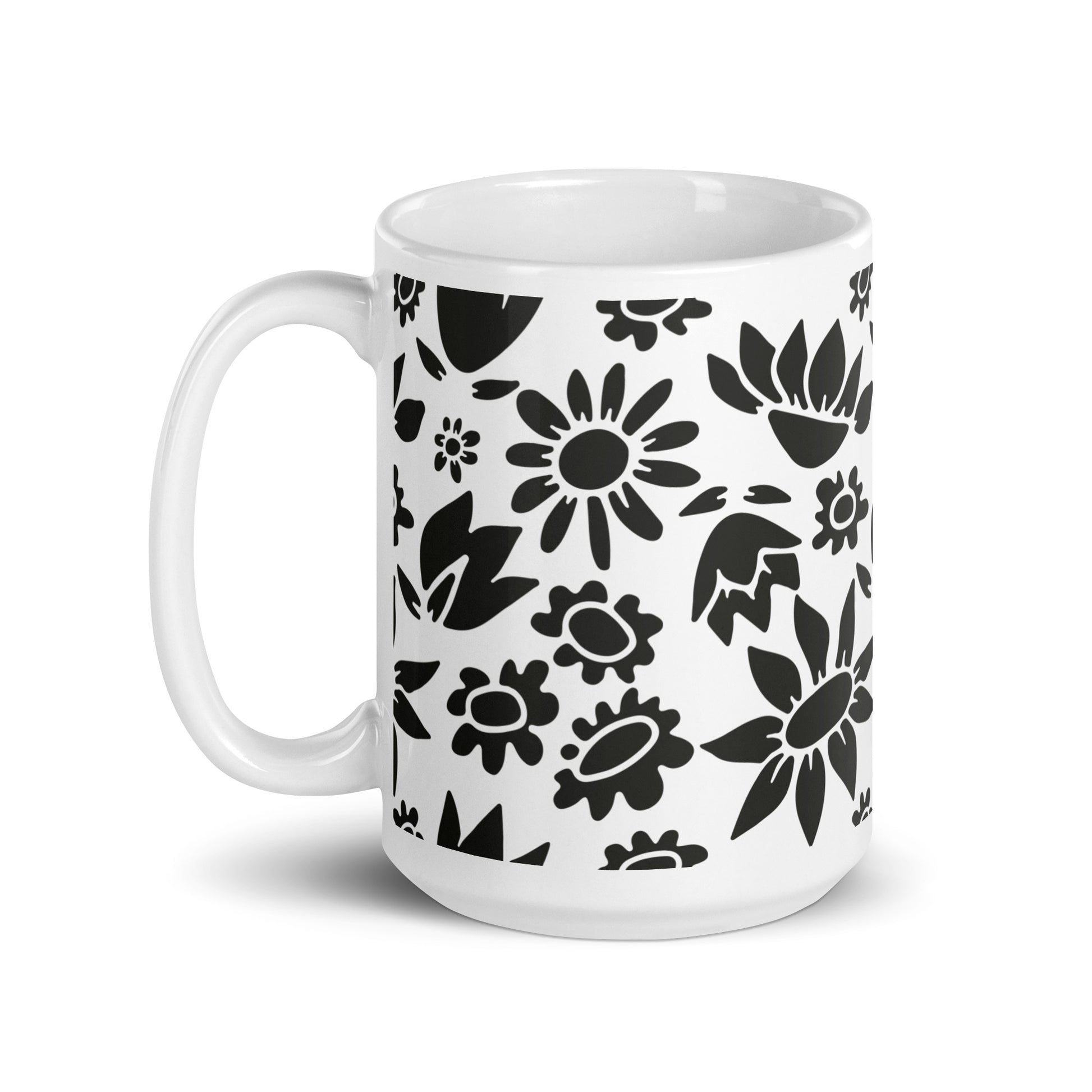 Découpage ceramic coffee mug - 15oz - handle on left