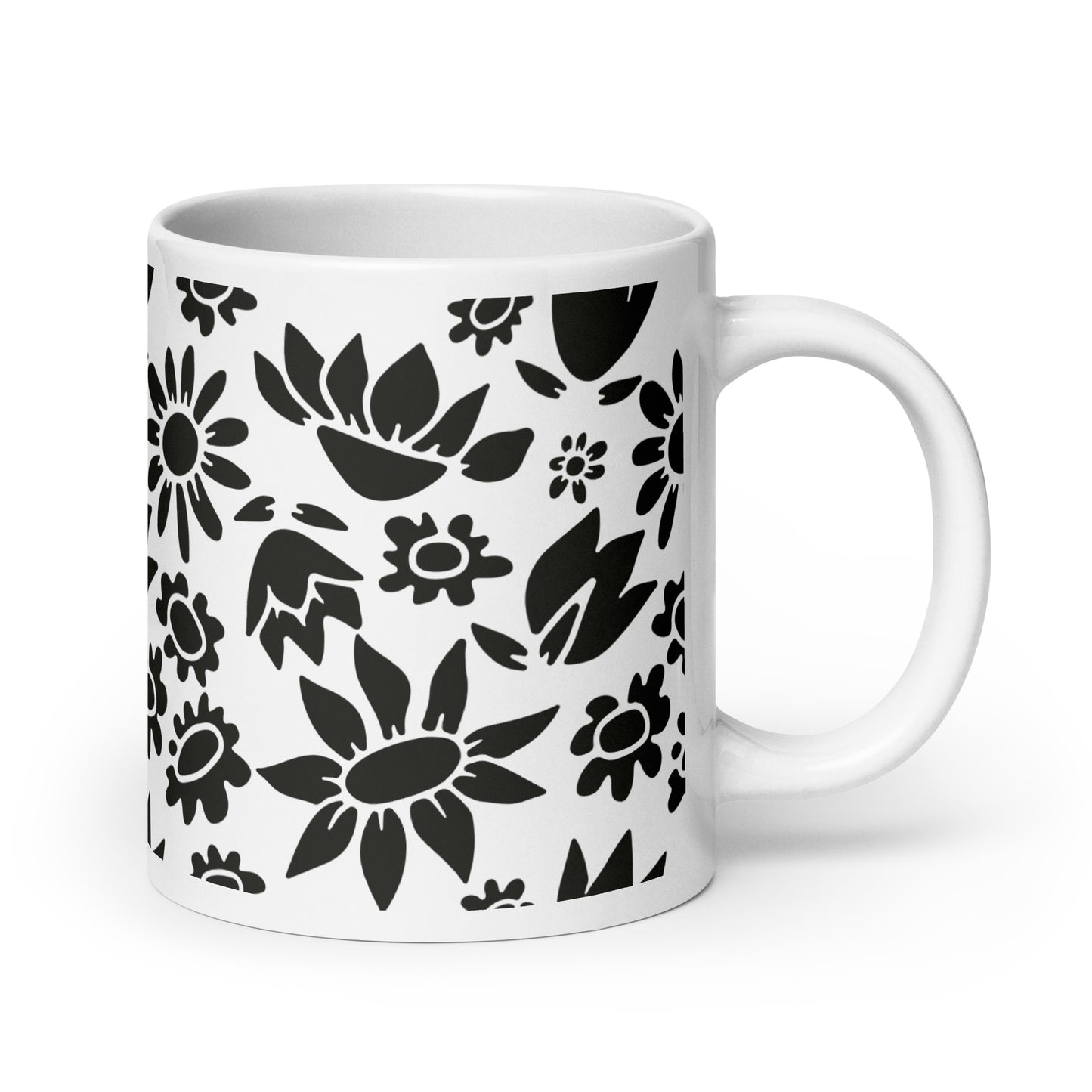 Découpage ceramic coffee mug - 20oz - handle on right