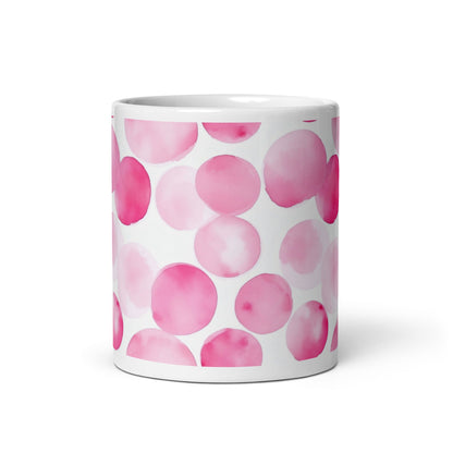 Dottie — Blush ceramic mug by Maude Mugs — soft blush dot pattern, 11oz, front view
