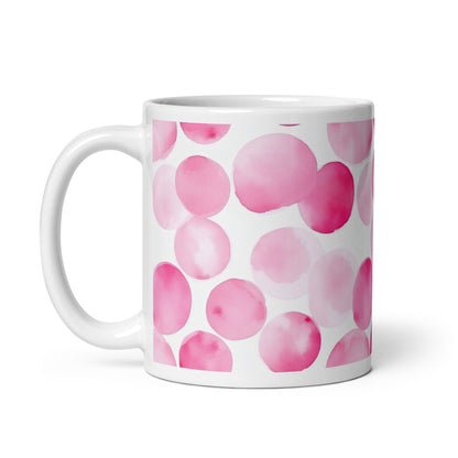 Dottie — Blush ceramic mug by Maude Mugs — soft blush dot pattern, 11oz, handle on left