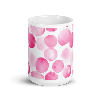 Dottie — Blush ceramic mug by Maude Mugs — soft blush dot pattern, 15oz, front view