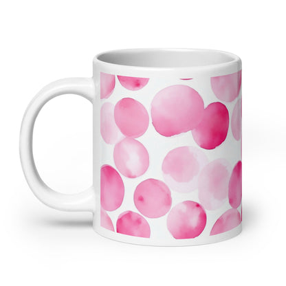 Dottie — Blush ceramic mug by Maude Mugs — soft blush dot pattern, 20oz, handle on left