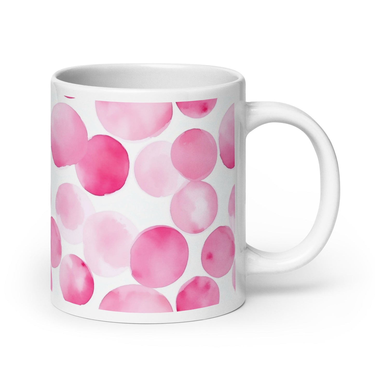 Dottie — Blush ceramic mug by Maude Mugs — soft blush dot pattern, 20oz, handle on right