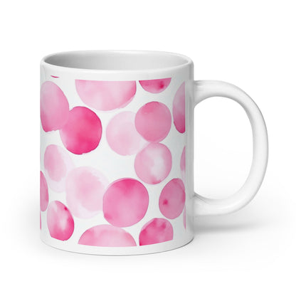 Dottie — Blush ceramic mug by Maude Mugs — soft blush dot pattern, 20oz, handle on right