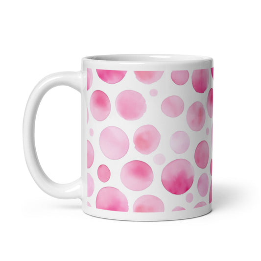 Dottie — Petal ceramic mug by Maude Mugs — delicate petal dot pattern in soft tones, 11oz, handle on left
