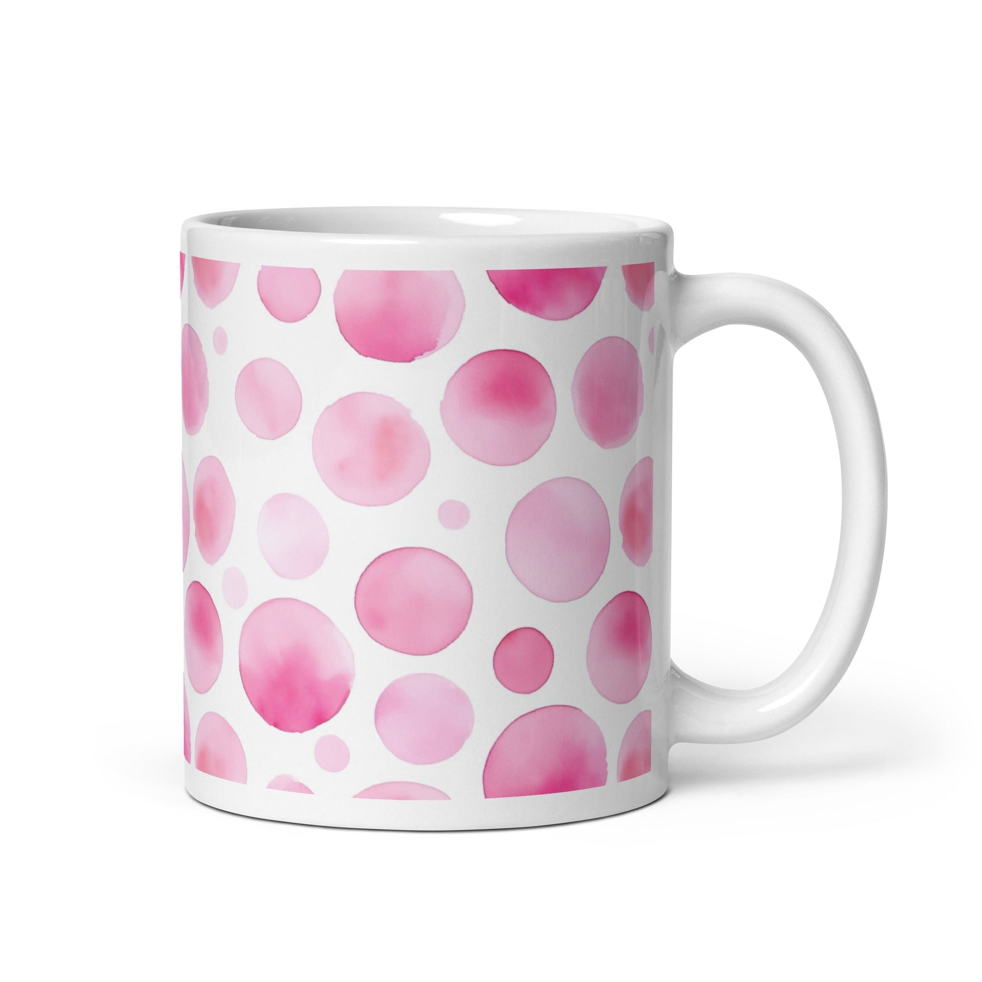 Dottie — Petal ceramic mug by Maude Mugs — delicate petal dot pattern in soft tones, 11oz, handle on right