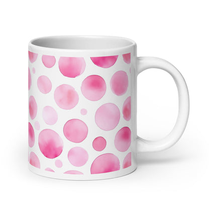 Dottie — Petal ceramic mug by Maude Mugs — delicate petal dot pattern in soft tones, 20oz, handle on right