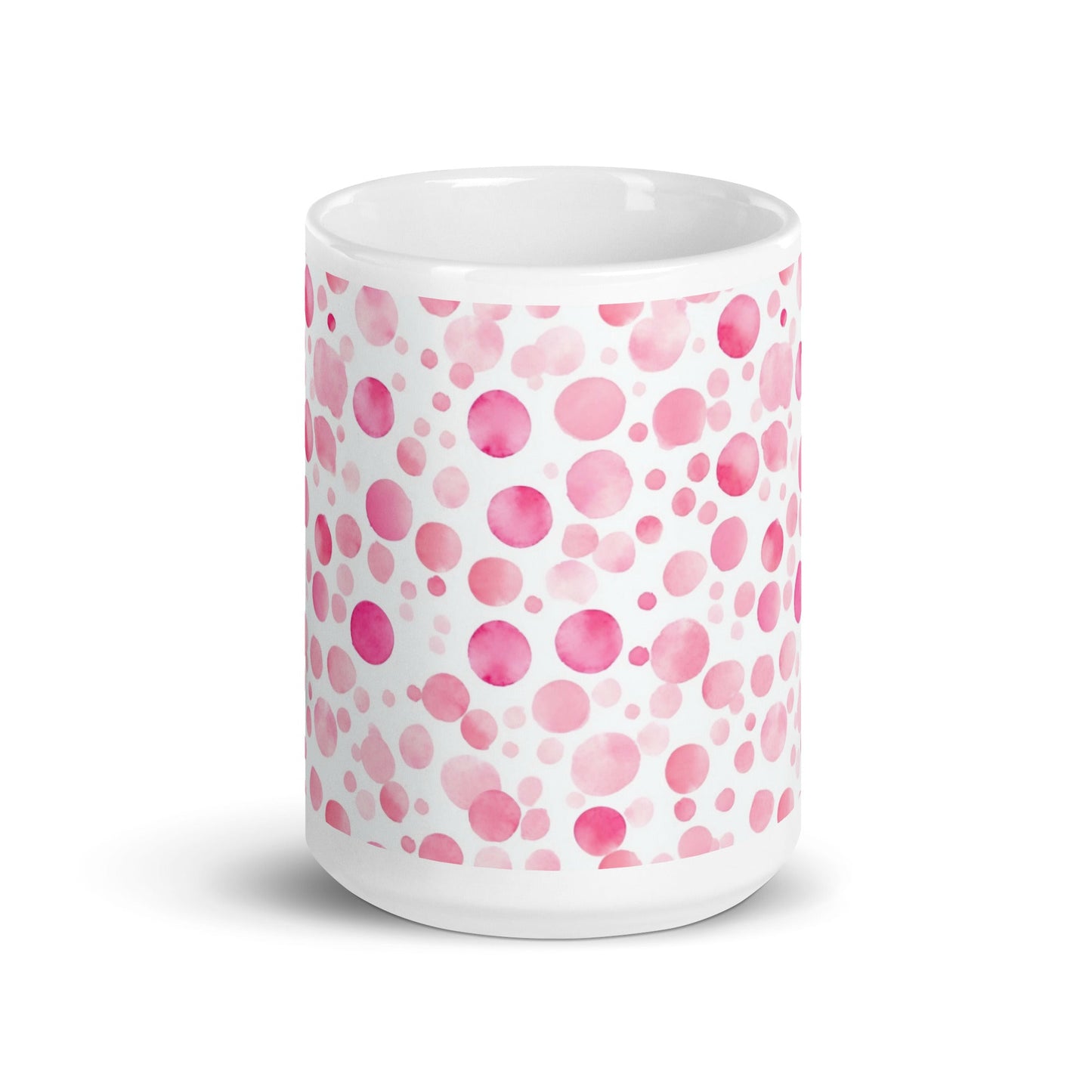 Dottie — Scatter ceramic mug by Maude Mugs — scattered dot pattern in cheerful multicolour, 15oz, front view