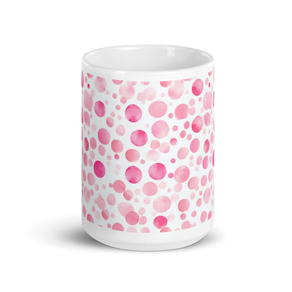 Dottie — Scatter ceramic mug by Maude Mugs — scattered dot pattern in cheerful multicolour, 15oz, front view