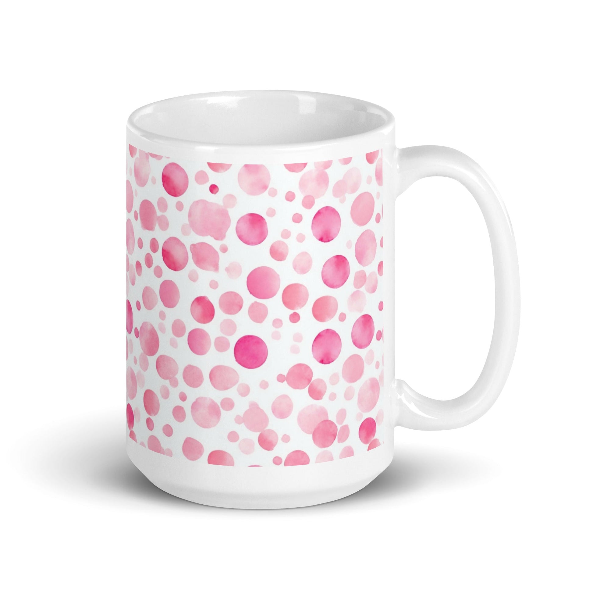 Dottie — Scatter ceramic mug by Maude Mugs — scattered dot pattern in cheerful multicolour, 15oz, handle on right