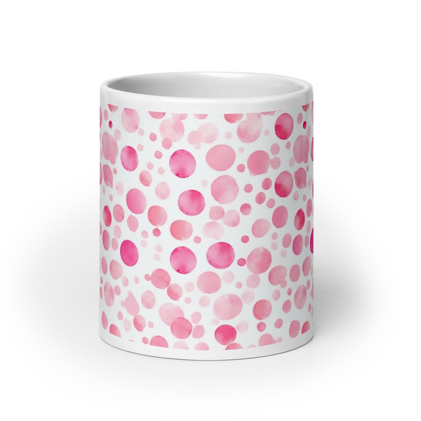 Dottie — Scatter ceramic mug by Maude Mugs — scattered dot pattern in cheerful multicolour, 20oz, front view
