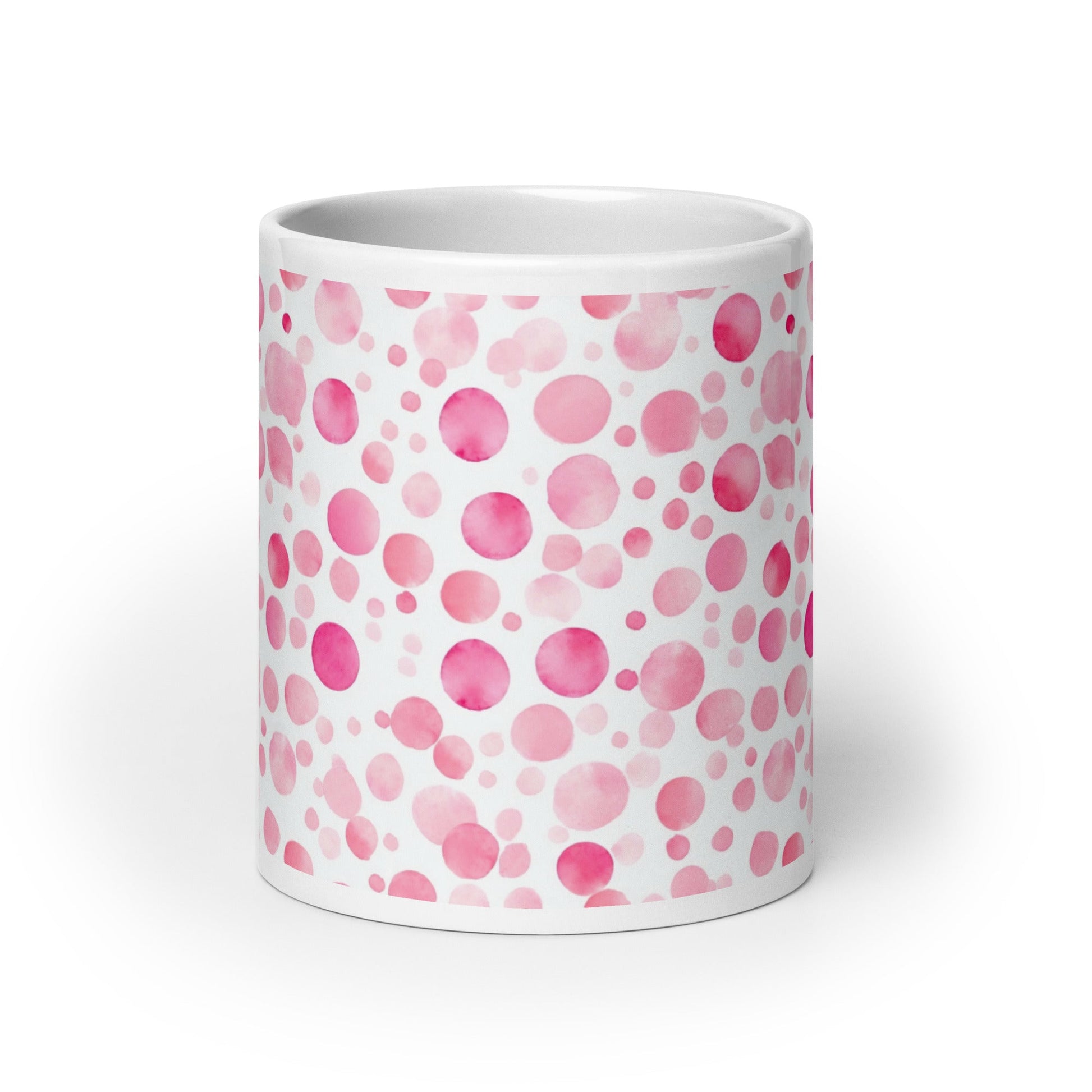 Dottie — Scatter ceramic mug by Maude Mugs — scattered dot pattern in cheerful multicolour, 20oz, front view