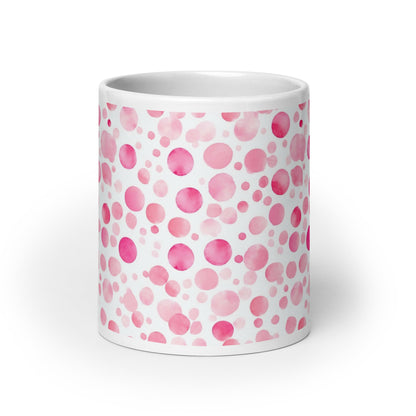 Dottie — Scatter ceramic mug by Maude Mugs — scattered dot pattern in cheerful multicolour, 20oz, front view