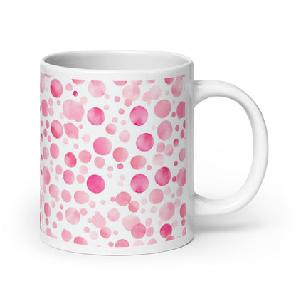 Dottie — Scatter ceramic mug by Maude Mugs — scattered dot pattern in cheerful multicolour, 20oz, handle on right