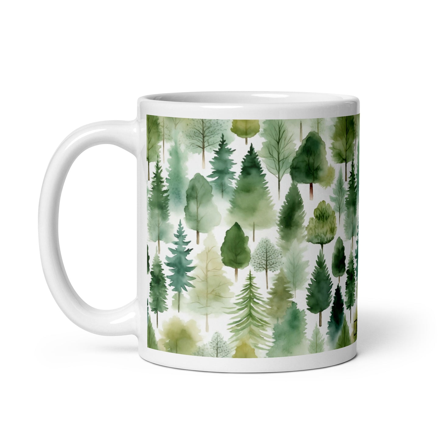 Evergreen — Bough ceramic coffee mug - 11 oz - handle on left