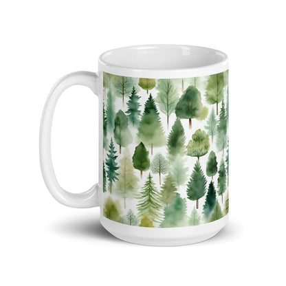 Evergreen — Bough ceramic coffee mug - 15 oz - handle on left