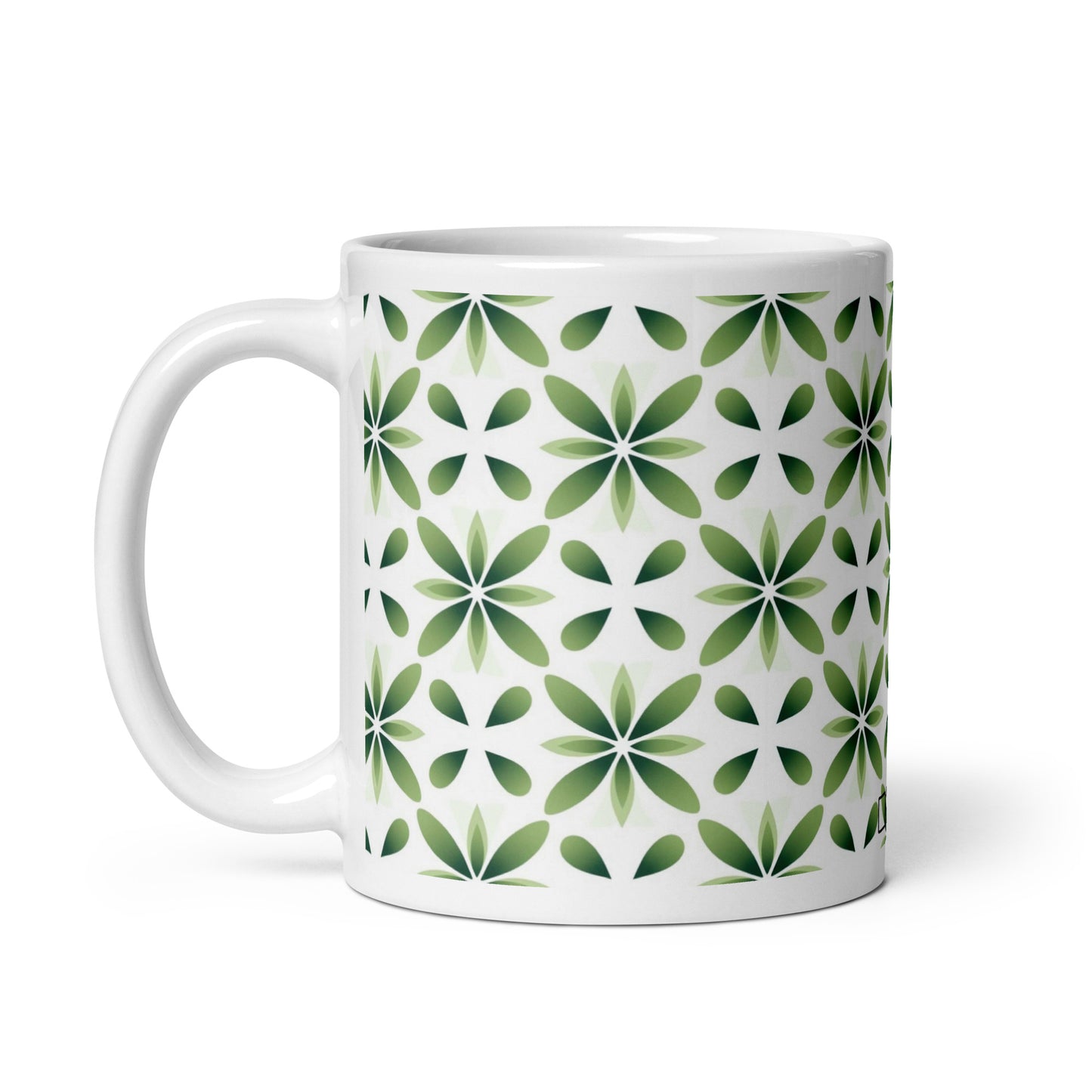 Fiore — Fern ceramic coffee mug - 11oz - handle on left
