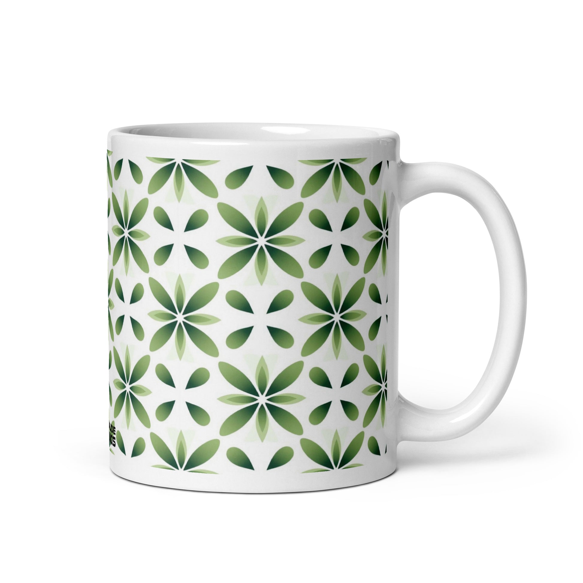 Fiore — Fern ceramic coffee mug - 11oz - handle on right
