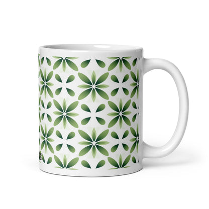 Fiore — Fern ceramic coffee mug - 11oz - handle on right