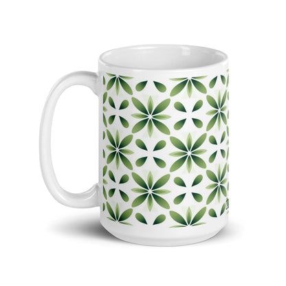 Fiore — Fern ceramic coffee mug - 15oz - handle on left
