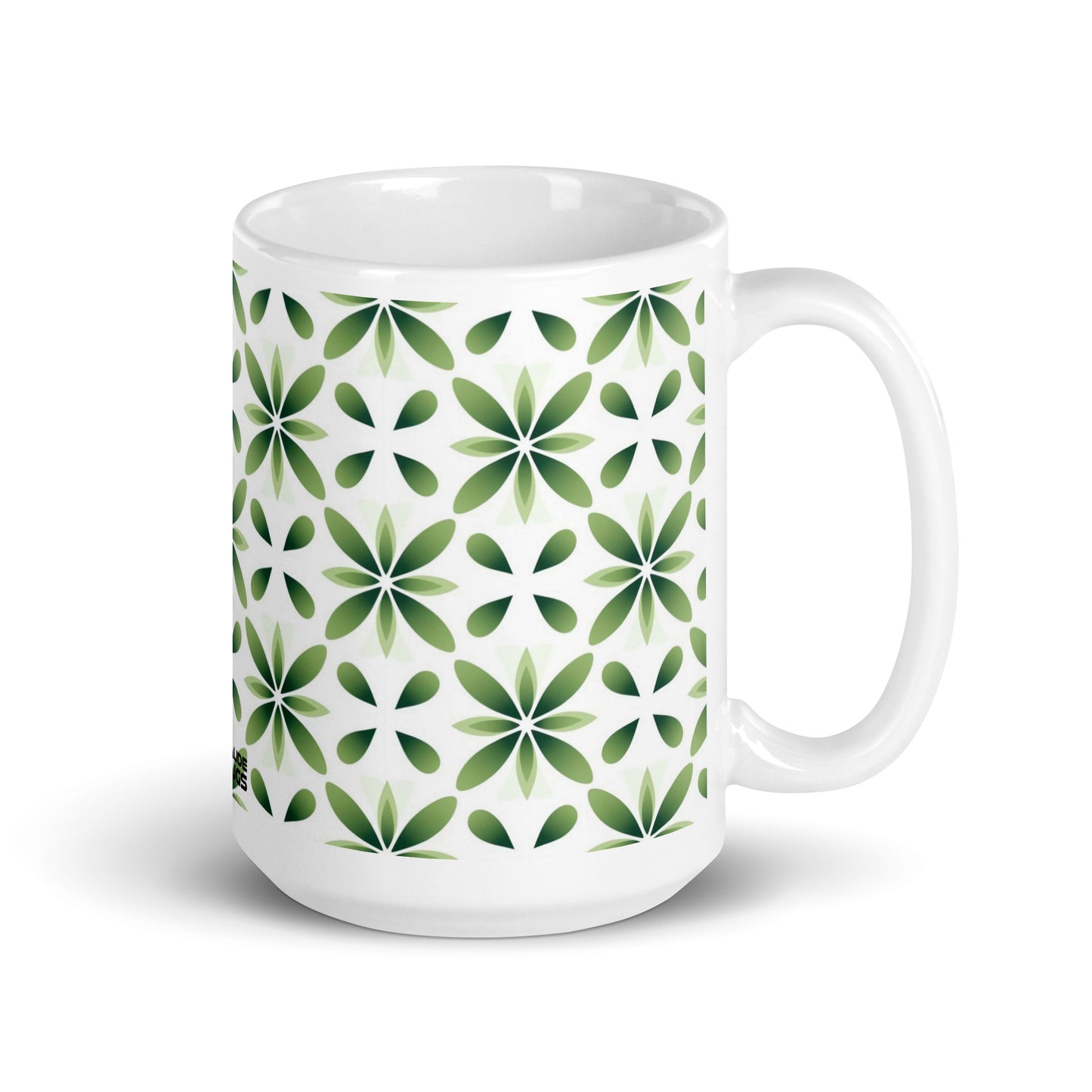 Fiore — Fern ceramic coffee mug - 15oz - handle on right