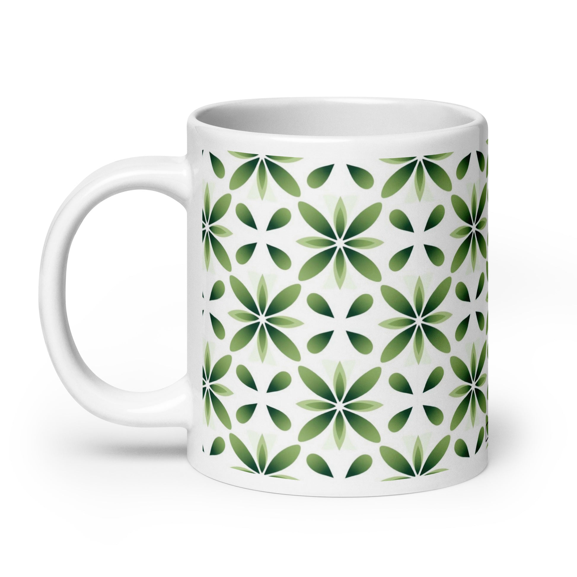 Fiore — Fern ceramic coffee mug - 20oz - handle on left