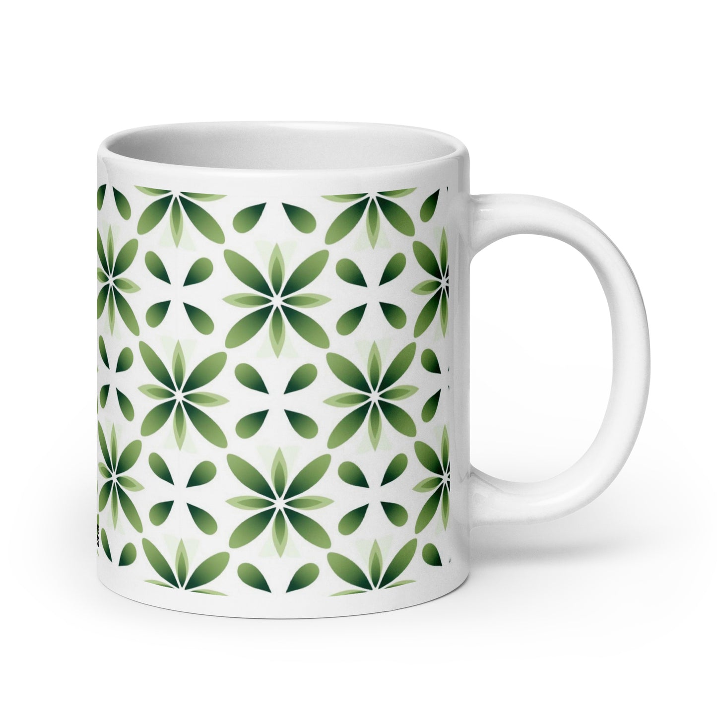 Fiore — Fern ceramic coffee mug - 20oz - handle on right
