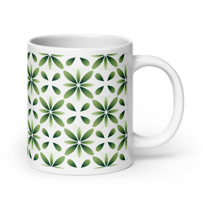 Fiore — Fern ceramic coffee mug - 20oz - handle on right