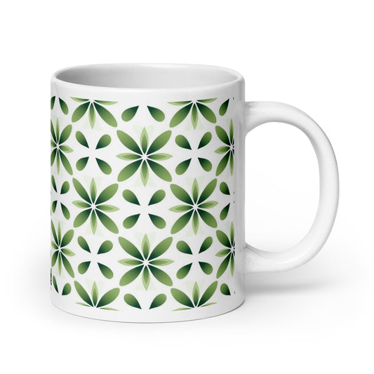 Fiore — Fern ceramic coffee mug - 20oz - handle on right