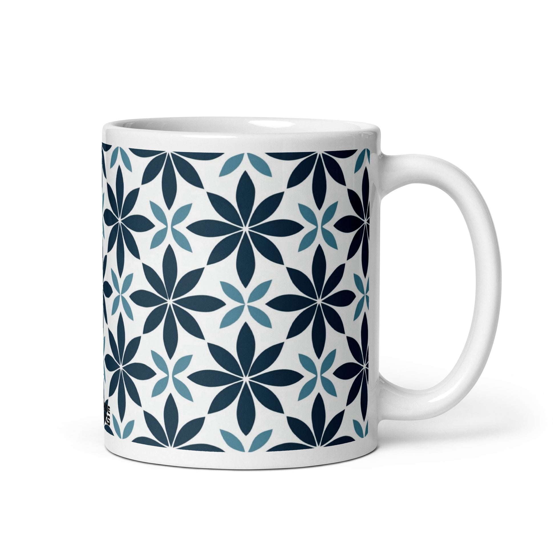 Fiore — Marine ceramic coffee mug - 11oz - handle on right
