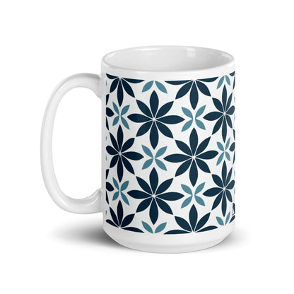 Fiore — Marine ceramic coffee mug - 15oz - handle on left