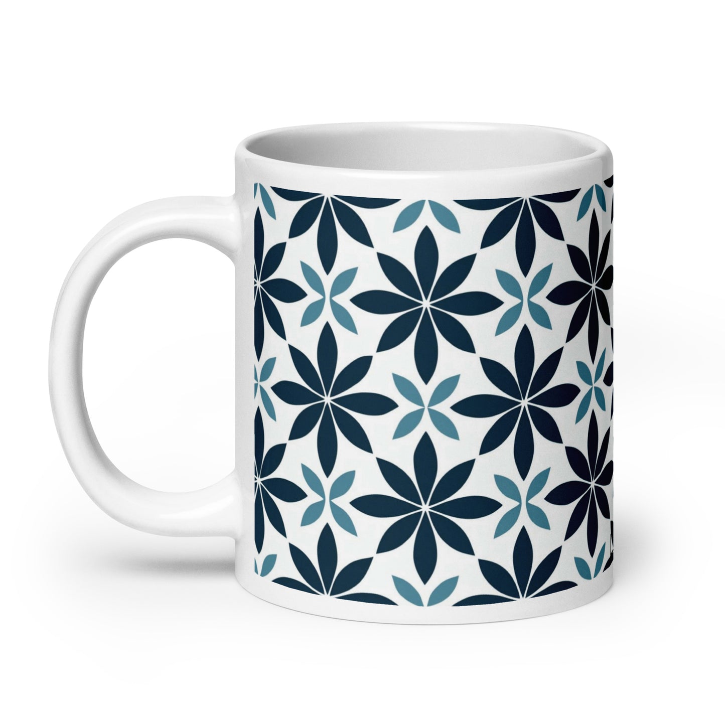 Fiore — Marine ceramic coffee mug - 20oz - handle on left