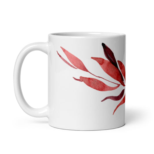 Harvest — Crimson ceramic coffee mug - 11 oz - handle on left