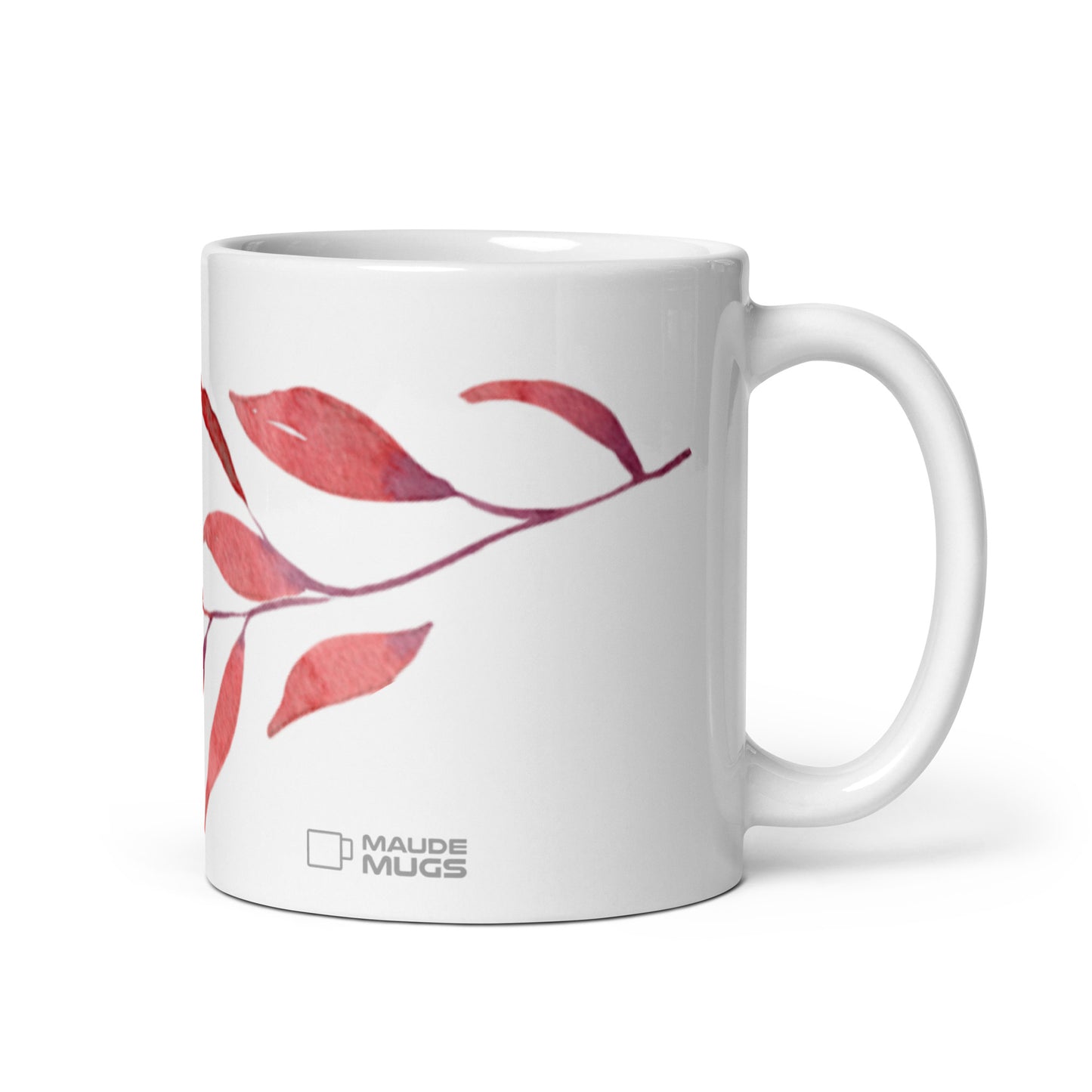 Harvest — Crimson ceramic coffee mug - 11 oz - handle on right