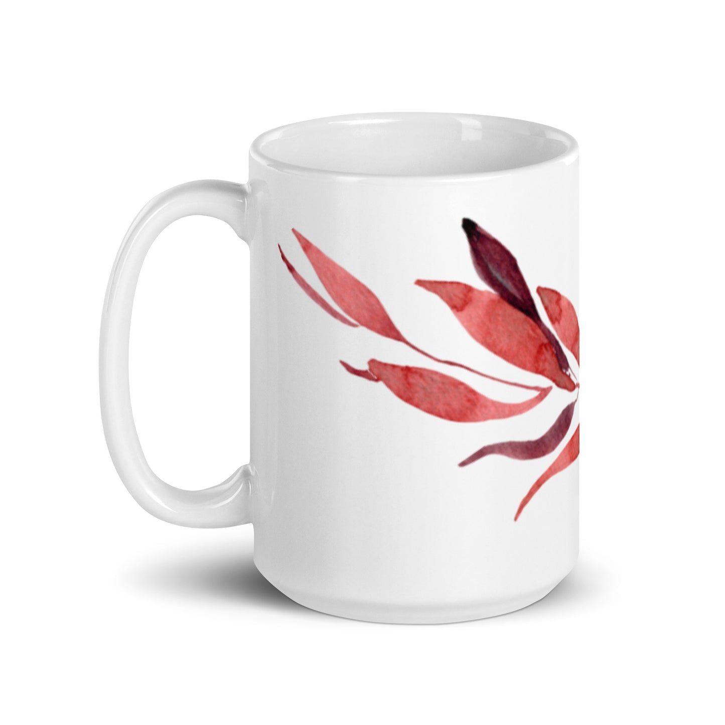 Harvest — Crimson ceramic coffee mug - 15 oz - handle on left