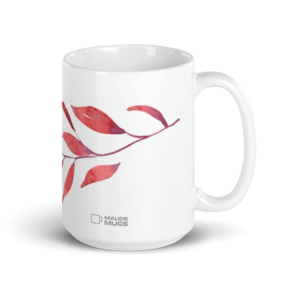 Harvest — Crimson ceramic coffee mug - 15 oz - handle on right