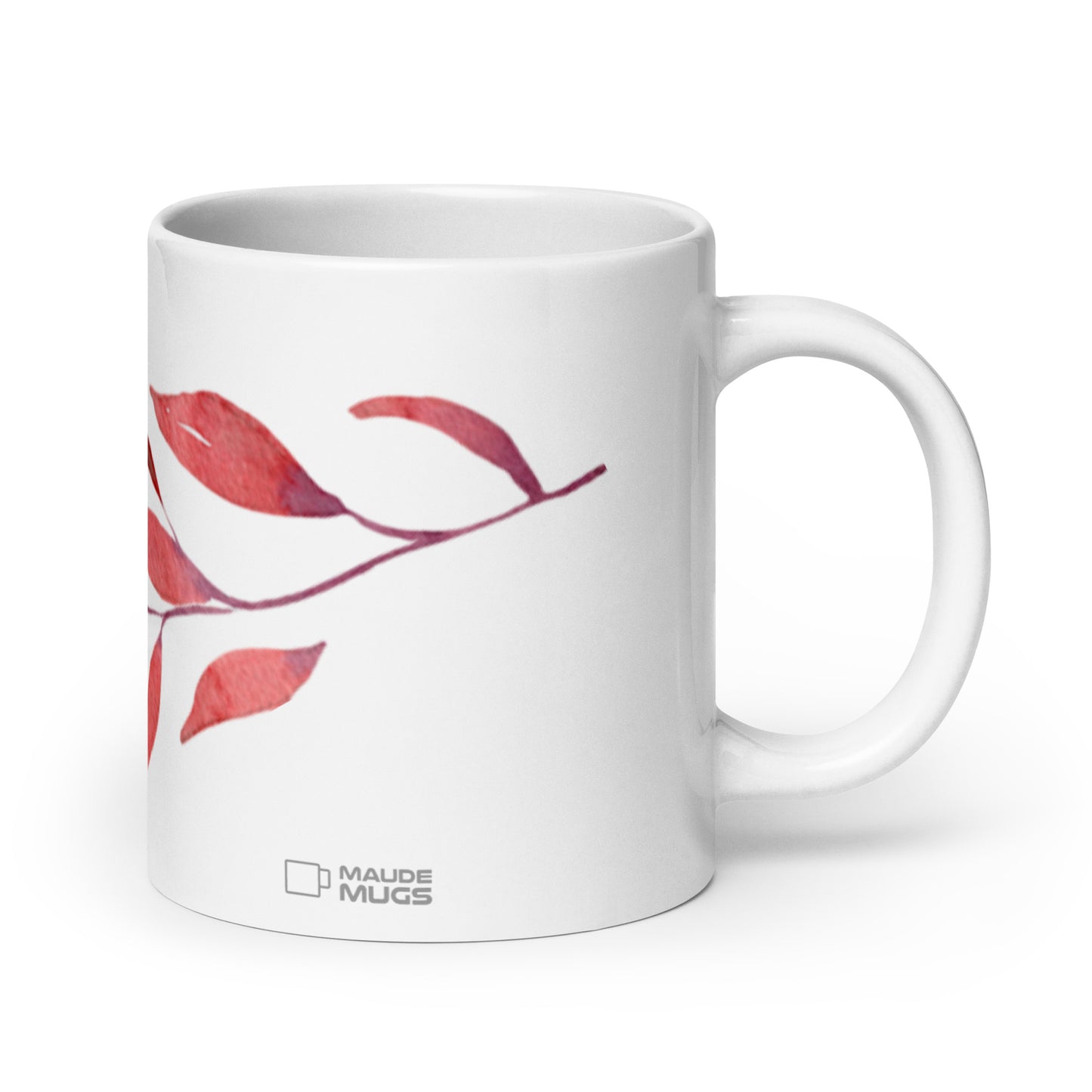 Harvest — Crimson ceramic coffee mug - 20 oz - handle on right