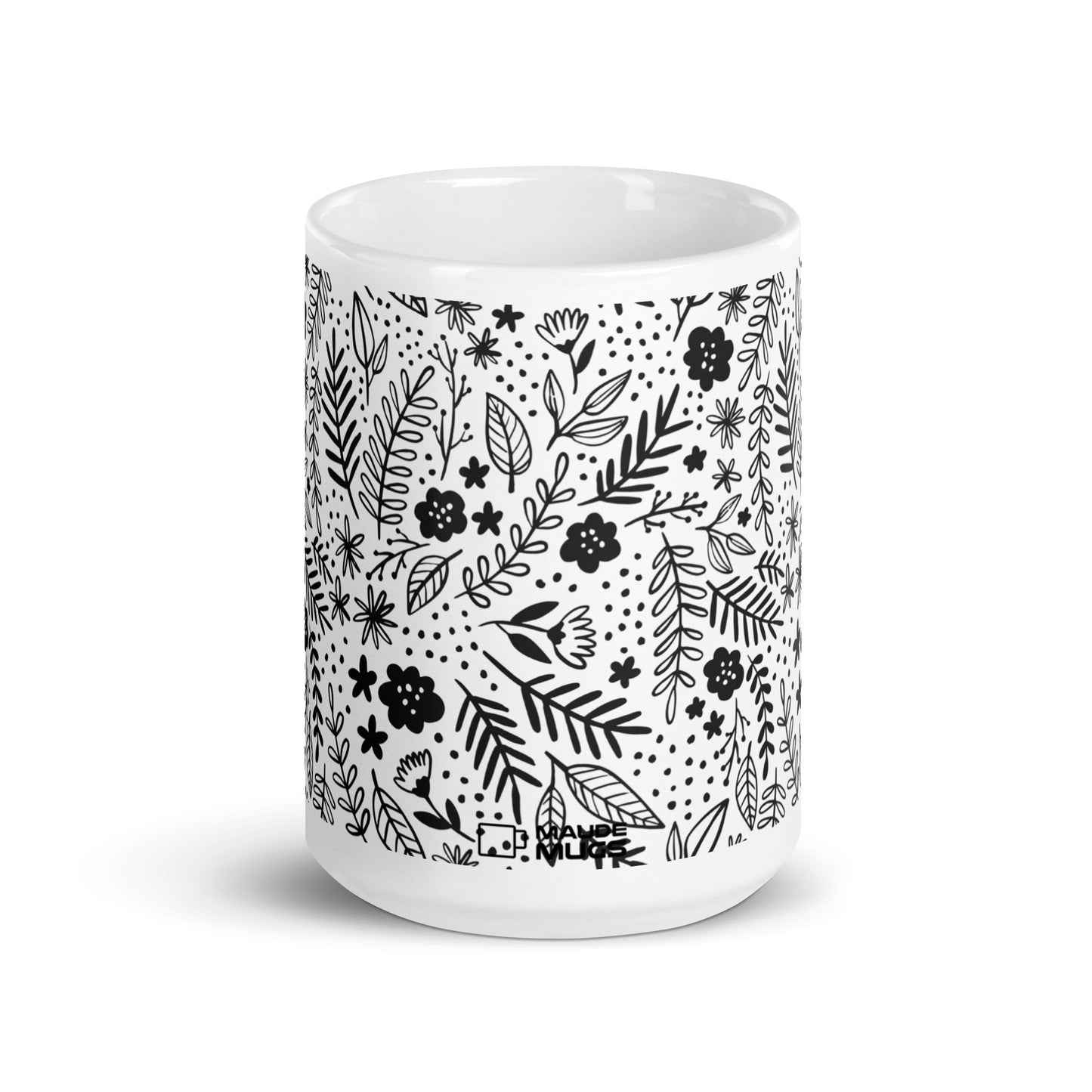 Inked Blooms Meadow ceramic coffee mug - 15 oz - front view
