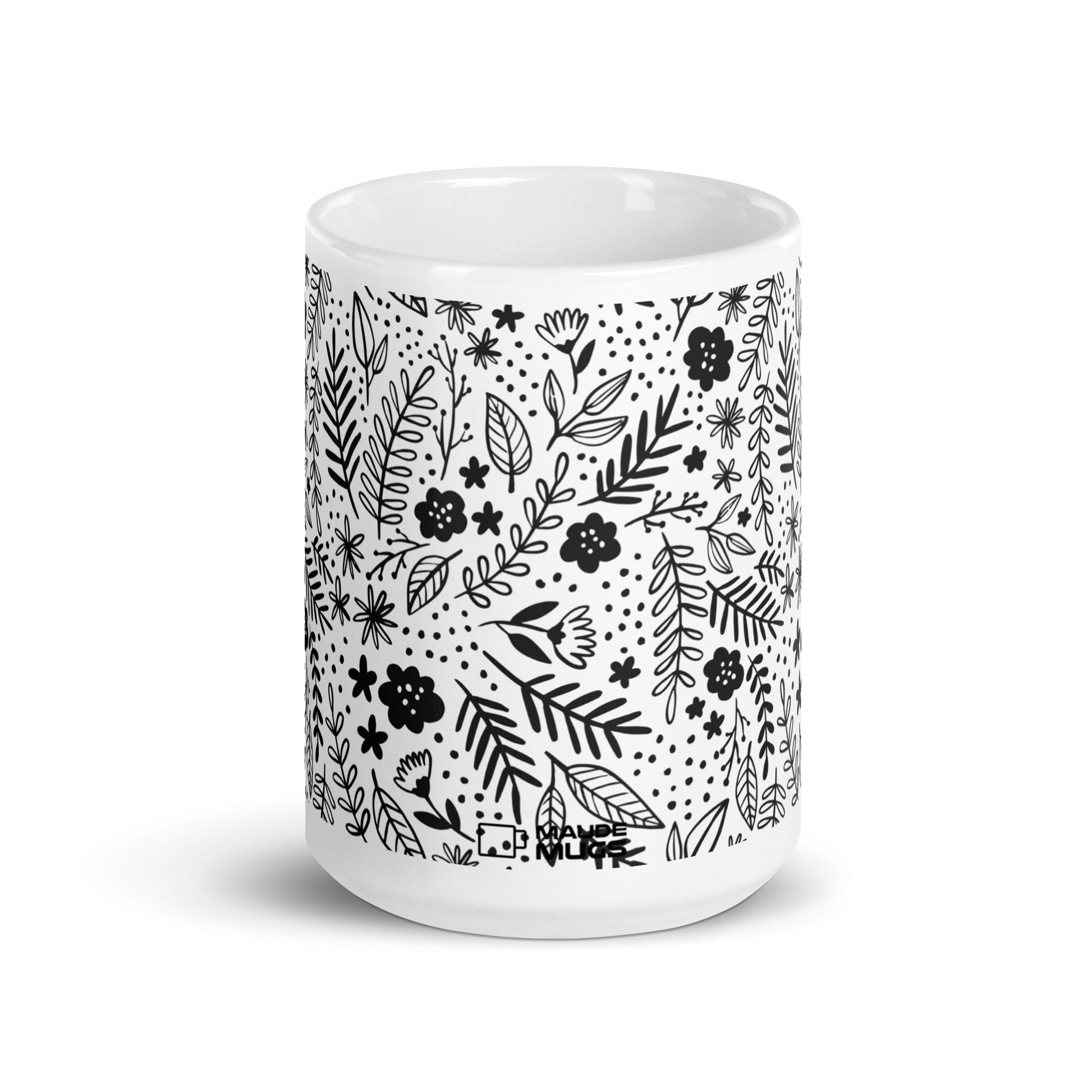 Inked Blooms Meadow ceramic coffee mug - 15 oz - front view