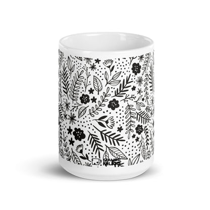Inked Blooms Meadow ceramic coffee mug - 15 oz - front view