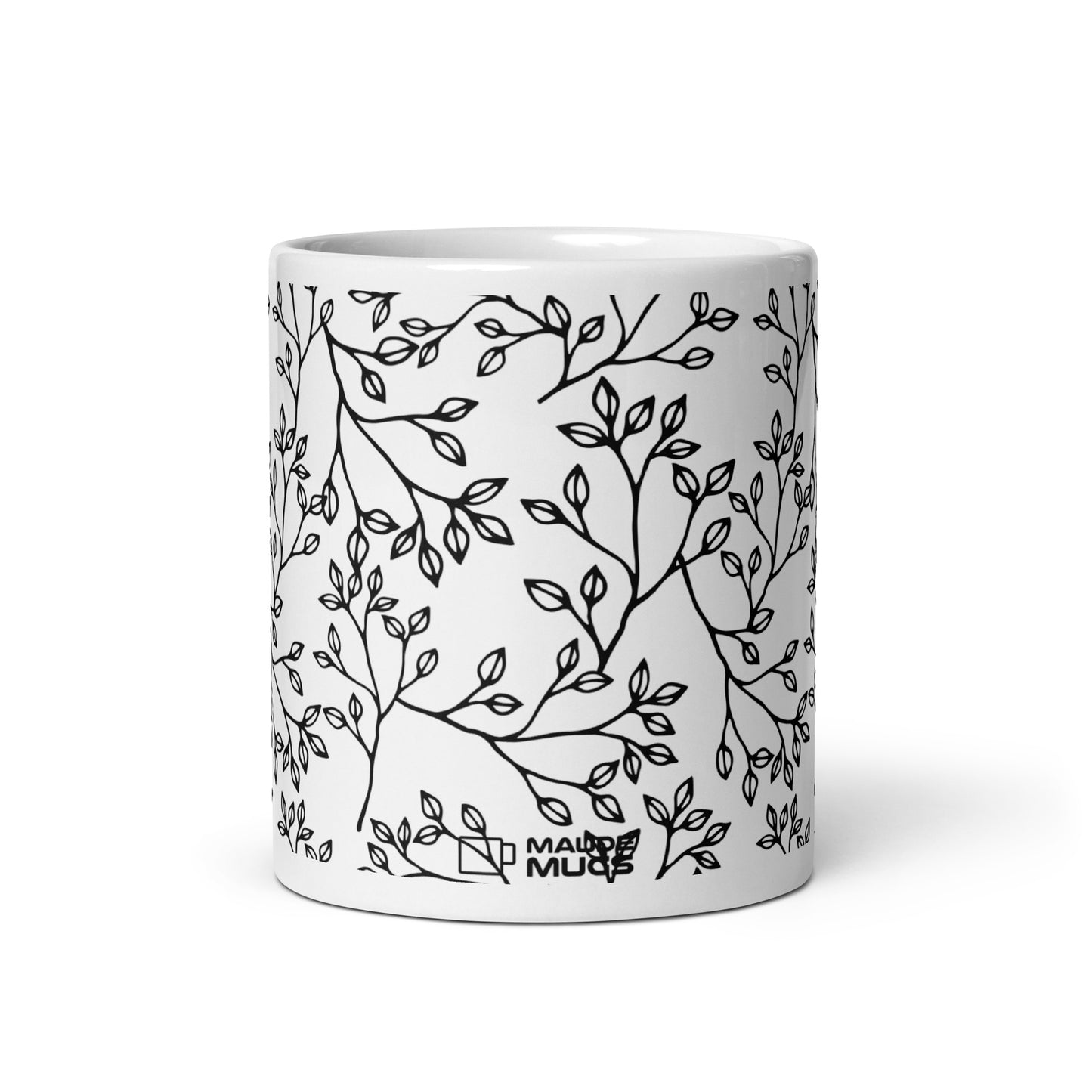 Inked Blooms Sprig ceramic coffee mug - 11 oz - front view
