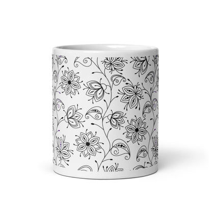 Inked Blooms Vine ceramic coffee mug - 11 oz - front view