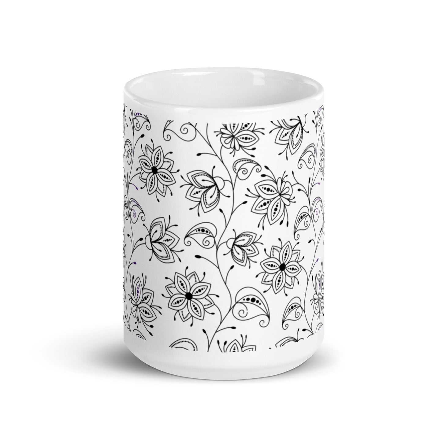 Inked Blooms Vine ceramic coffee mug - 15 oz - front view