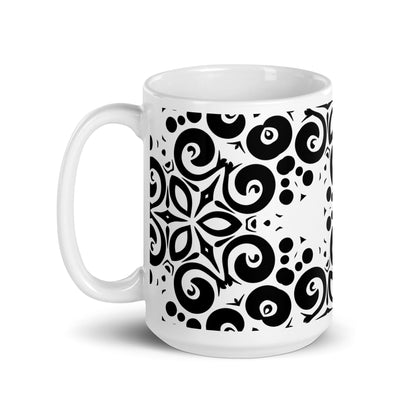InkFlow Cosmos ceramic coffee mug - 15 oz - handle on left