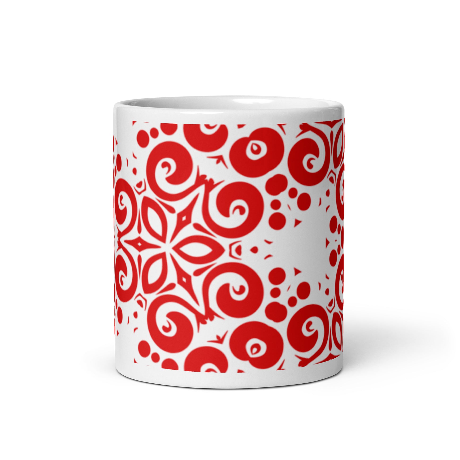 InkFlow Lotus ceramic coffee mug - 15 oz - front view