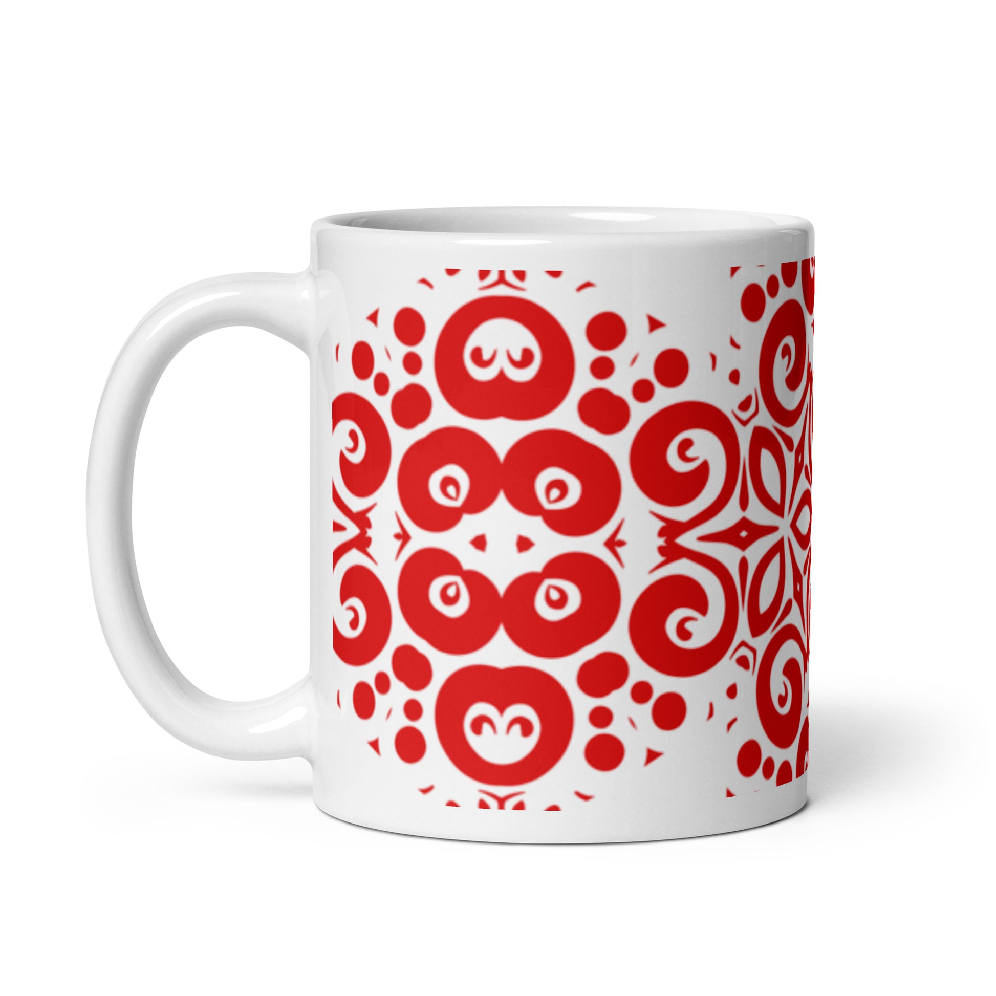 InkFlow Lotus ceramic coffee mug - 15 oz - handle on left